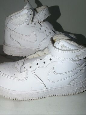 Nike Air Force 1 Mid (TD) ‘Triple White’ Toddler US Sz 10C No Lace
